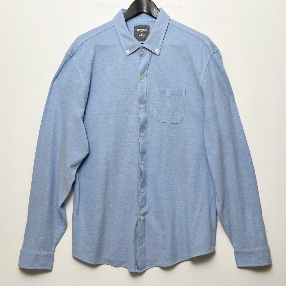 Bonobos Stretch Pima Cotton Button Down Shirt Blue XXL Slim Fit Made in Peru